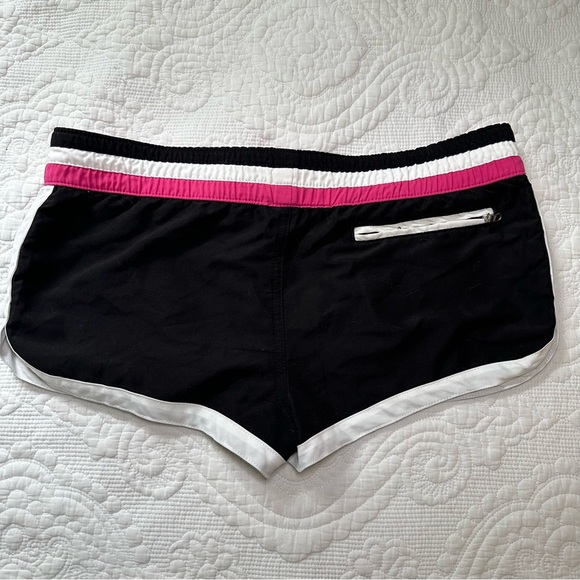Arizona Y2K Micro Mini Swim Shorts. Size: Small. Black, pink, and white. - Picture 6 of 7